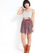 Vintage 90s Red Paisley Mini Skirt - Summer Fall Fashion - Small Medium