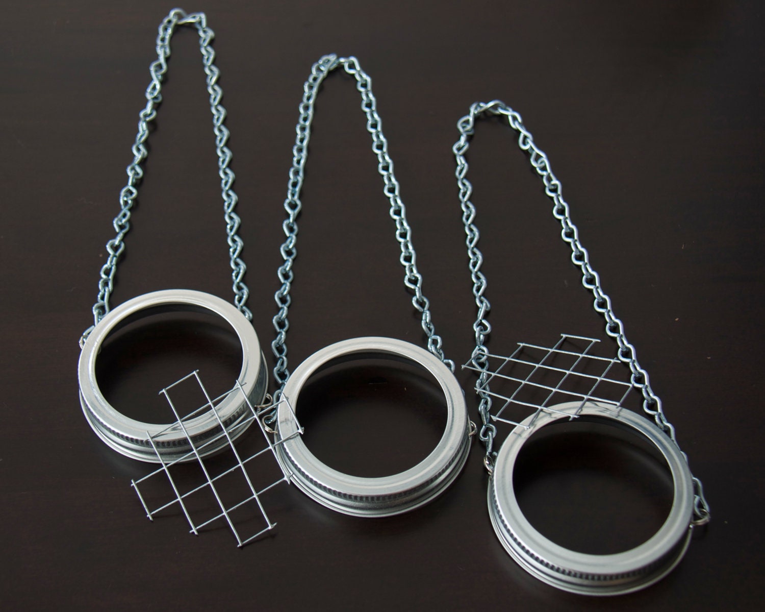 10 Hanging Mason Jar Lids & Frog Silver