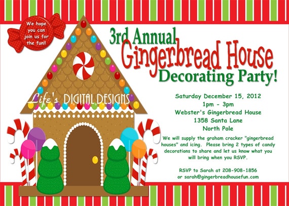 Gingerbread House Decorating Party Invitation Wording 2