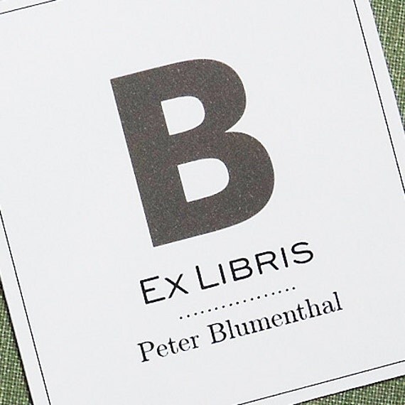 Modern Ex Libris Bookplate Single Initial Set of 24