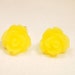 Frosted Resin Rose, Yellow Rose Pierced Earrings. CKDesigns.us