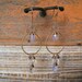 Fallen. Large Hand Forged Hammered Solid Brass Boho Chandelier Earrings with Wire Wrapped Rock Crystal Oval Briolette Gemstones