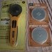 SALE - OLFA Rotary CUTTER - 60mm - and 10 Fiskars Rotary Cutter Blades - Quilt Squares