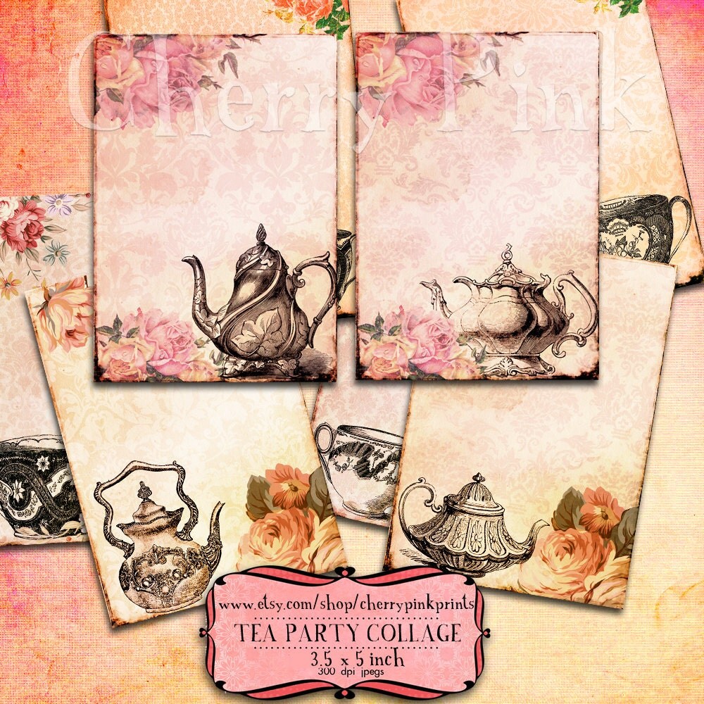 Vintage Tea Party printable tea party decoration and clip