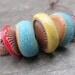 Rustic Stripes- handmade ceramic textured bead set 0044