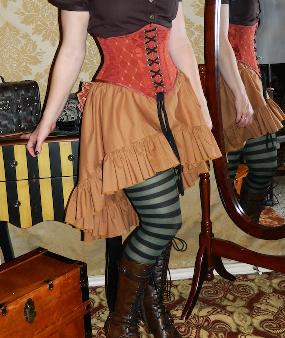 Custom Made -- Mini Cecilia Skirt in Cotton -- Made in Your Size and Color Choice by VeneficaCorsetry steampunk buy now online
