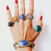 Tribal Jewelry KUCHI Ring Vintage UNUSUAL and BEAUTIFUL Green Orange Purple Blue Oval Round Glass Cabachon Metal Ring