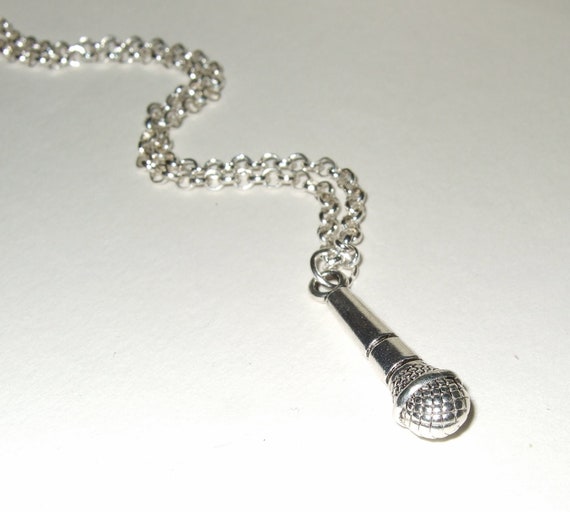 Microphone Necklace Mic Pendant Singer Jewelry Gift for