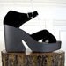 Vtg 90s Avant Gard Black Velvet Platform Wedge Shoes / Women's Size 9 US - 40 Eur - 6.5 UK