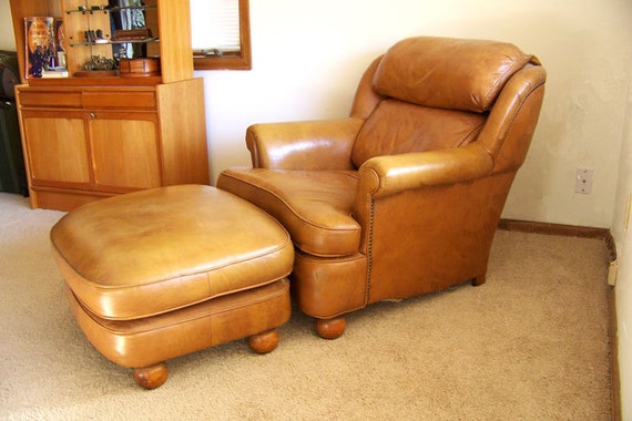 Mid century leather chair and ottoman Classic Leather of