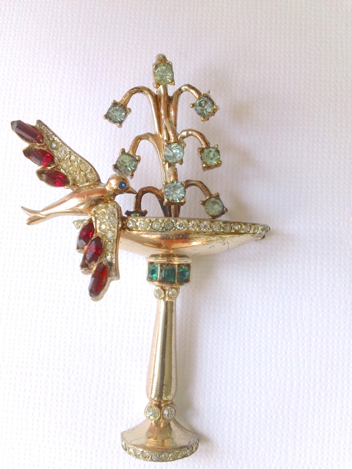 Vintage Corocraft Sterling Brooch Bird Bath Circa 1940s