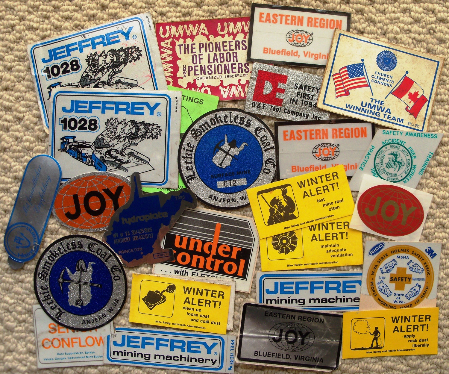 Vintage Coal Mining Hard Hat Decals Lot of 25 by AndysAtticVintage