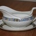 Vintage Johnson Brothers Bros Edward Pattern Gravy Boat and Saucer China Made in England White with Blue and Yellow SCT