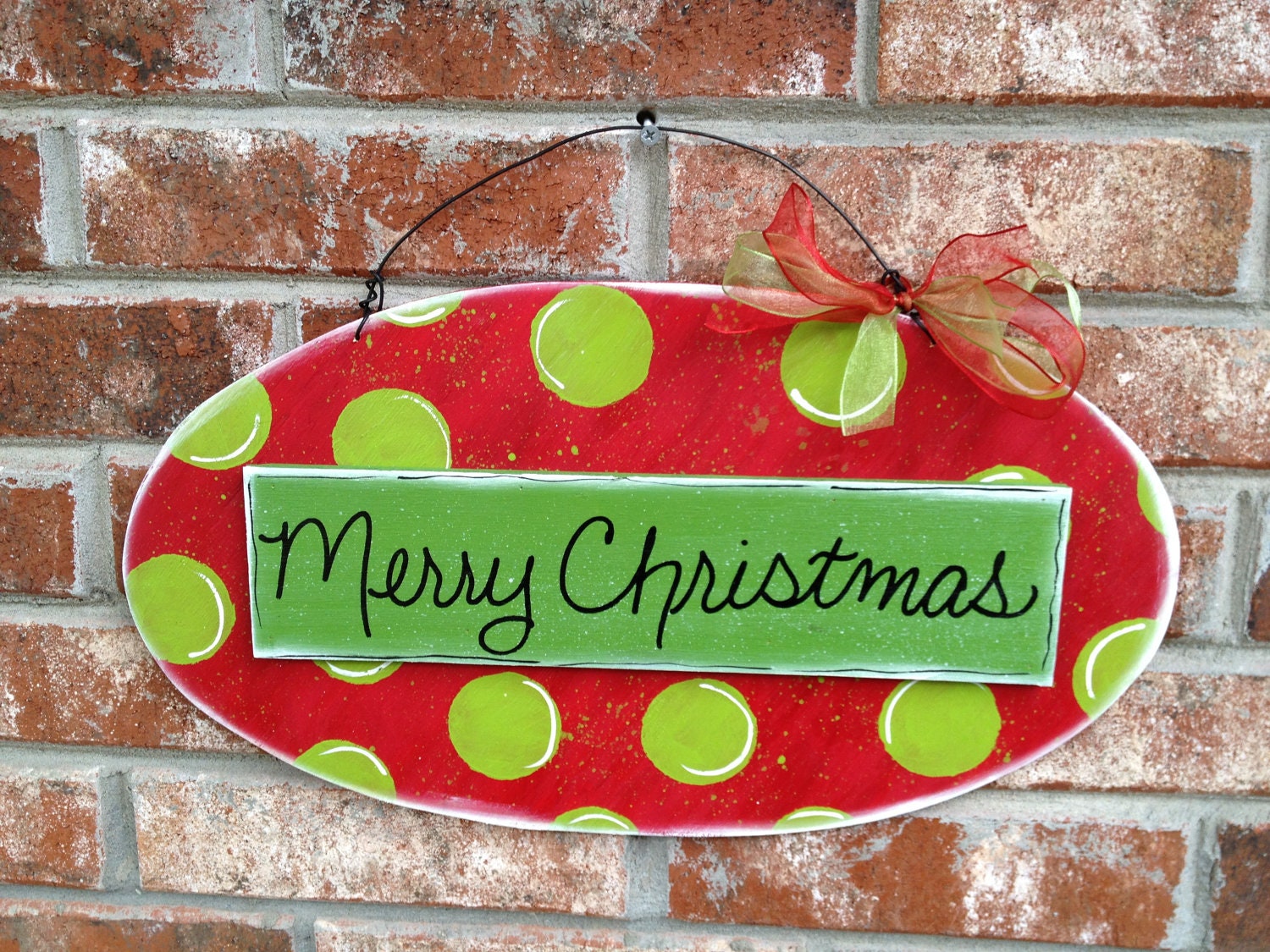 Whimsical Red and Green Merry Christmas Photo Prop Sign