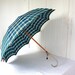 Vintage Umbrella with Lucite Handle, Blue Plaid Umbrella, Vintage Accessories, Fall, Winter