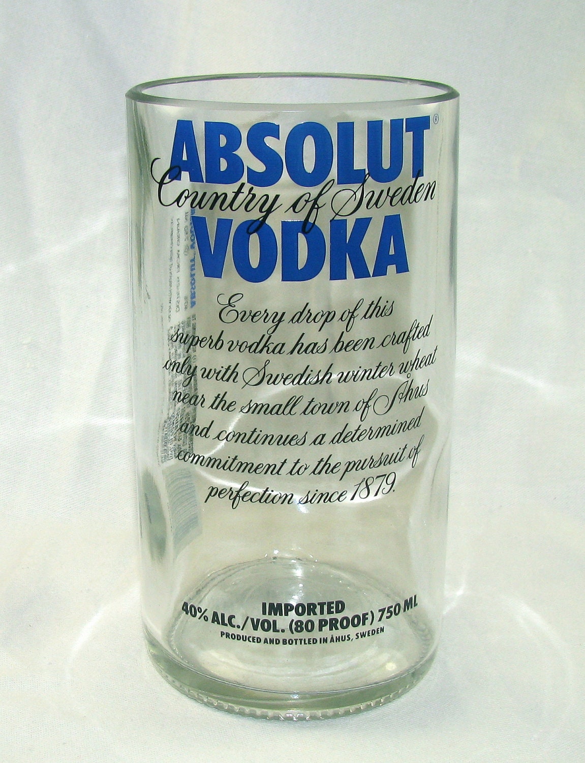 Absolut Vodka Glass Tumbler Recycled Liquor Bottle by