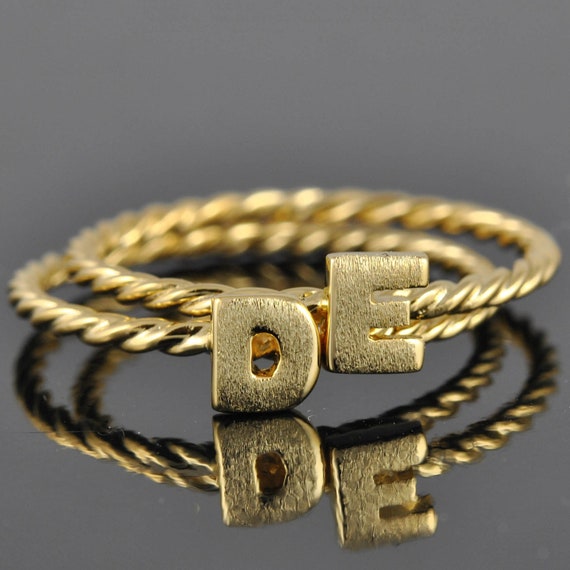 Initial Ring Gold Plated Alphabet Ring Letter