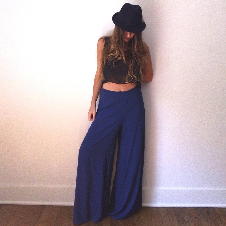 blue flowy pants