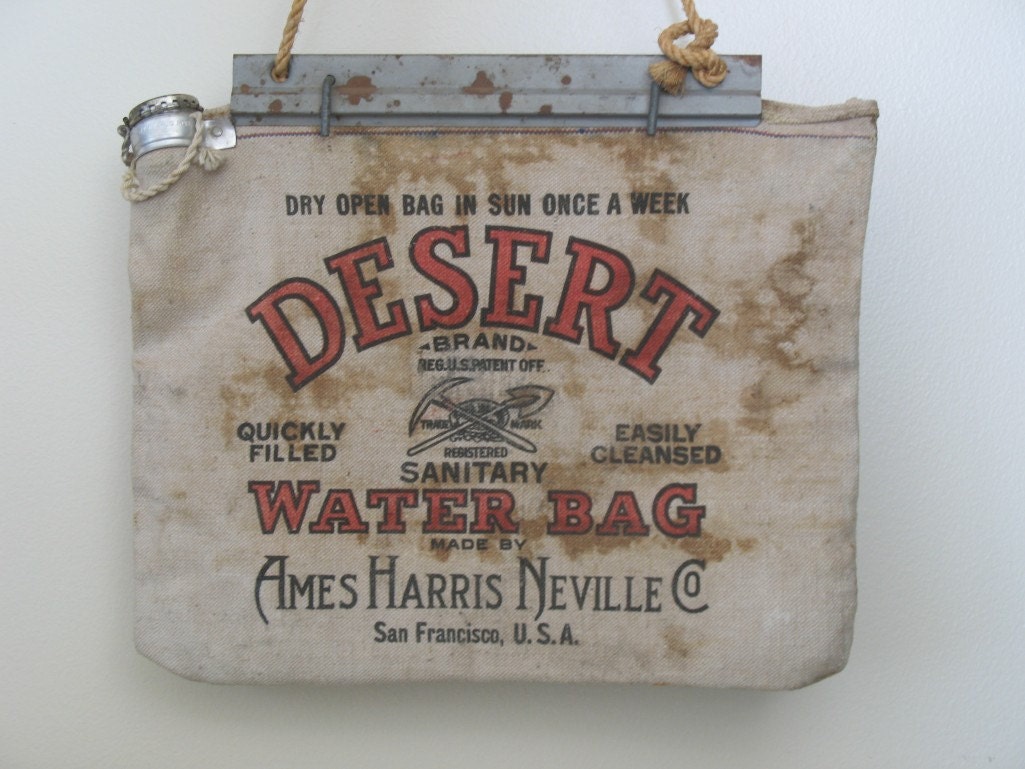 Vintage Desert Canvas Water Bag Antique Auto by OldVintagePickins