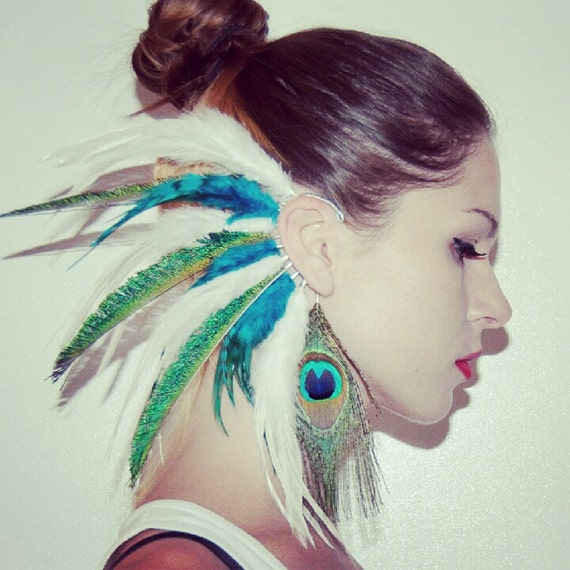 Feather Ear Cuff Ear Cuff Feather Earrings Hippie Bohemian by Njuu