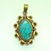 Turquoise with Brass Tibetan Mosaic Pendant