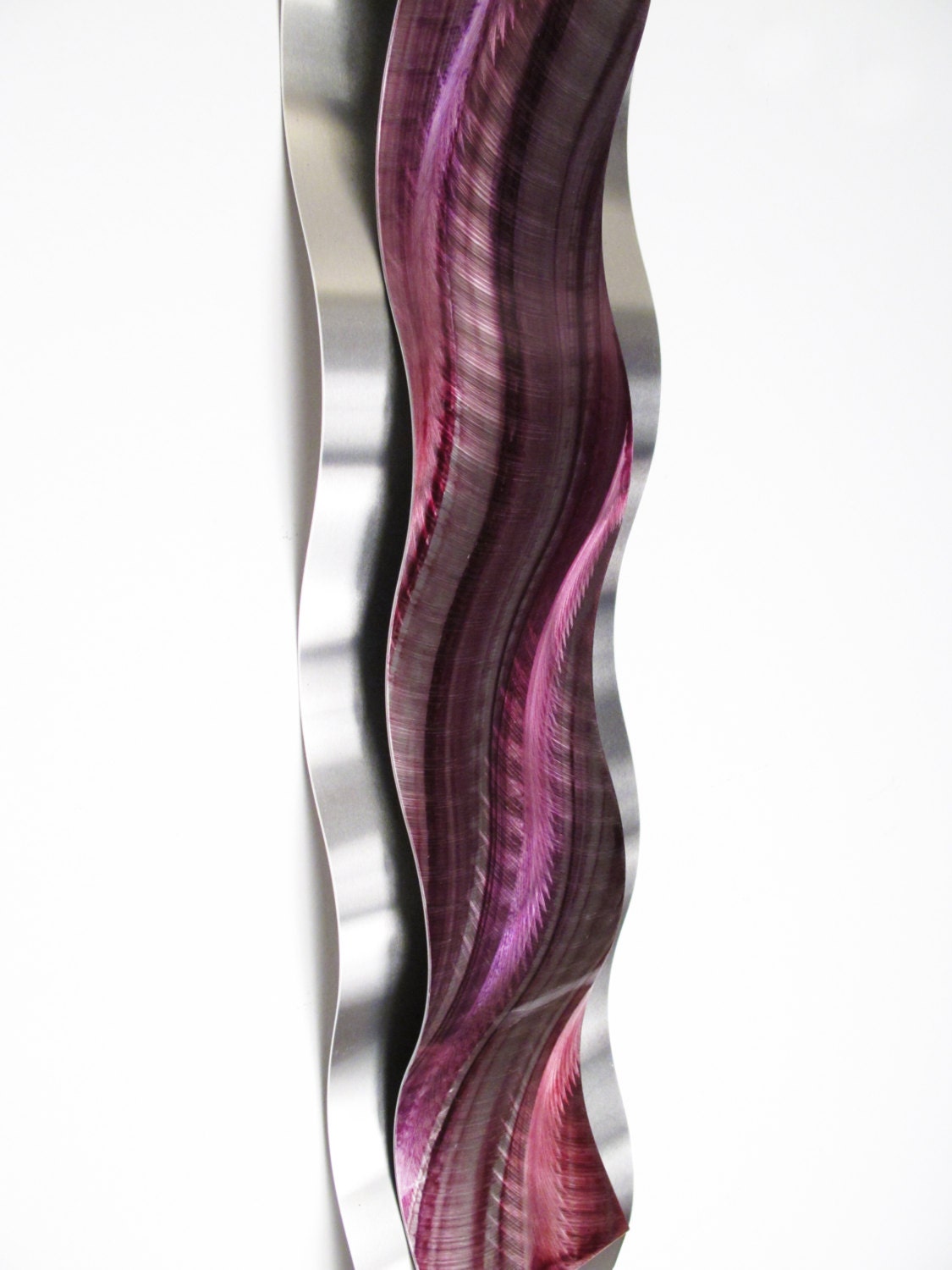 Metal Wall Art Aluminum Wall Sculpture Pink Vertical Stripe