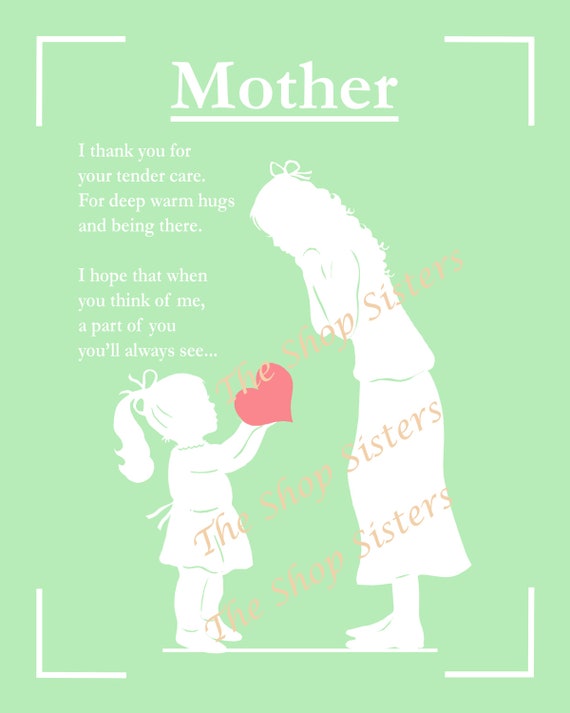 Mother's Day Mother Daughter Poem Silhouette by TheShopSisters