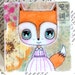 Fox Painting Original Mixed Media Cute Fox Girl