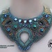 RESERVED for SIMONA Bead Embroidery Collar Necklace ,Green, Patina, Blue, Unique Fall Fashion
