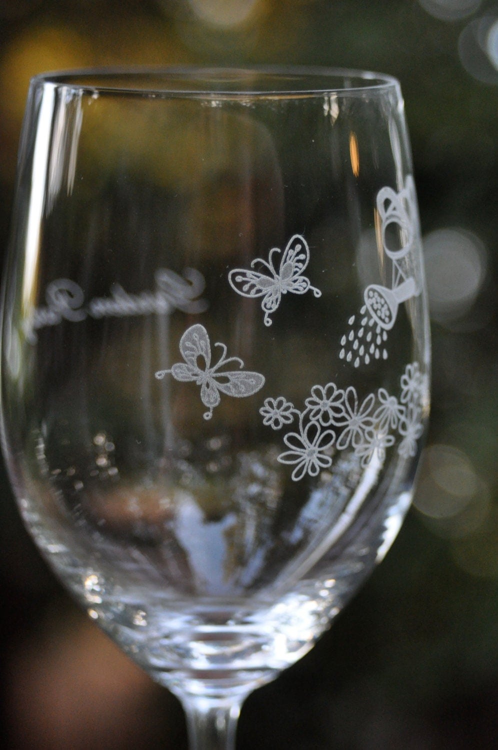 Butterfly Wine Glass Personalized Crystal