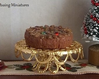 Odoria 1/12 Scale Miniature Cake Stand With Dome – Metal Dollhouse Kitchen Accessory