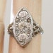Antique Art Deco Filigree & Rhinestone Ring -:- size 6