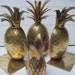Brass pineapple,vintage pineapple,collection, bookends, box,vase,vintage bookends, brass decor set, library decor