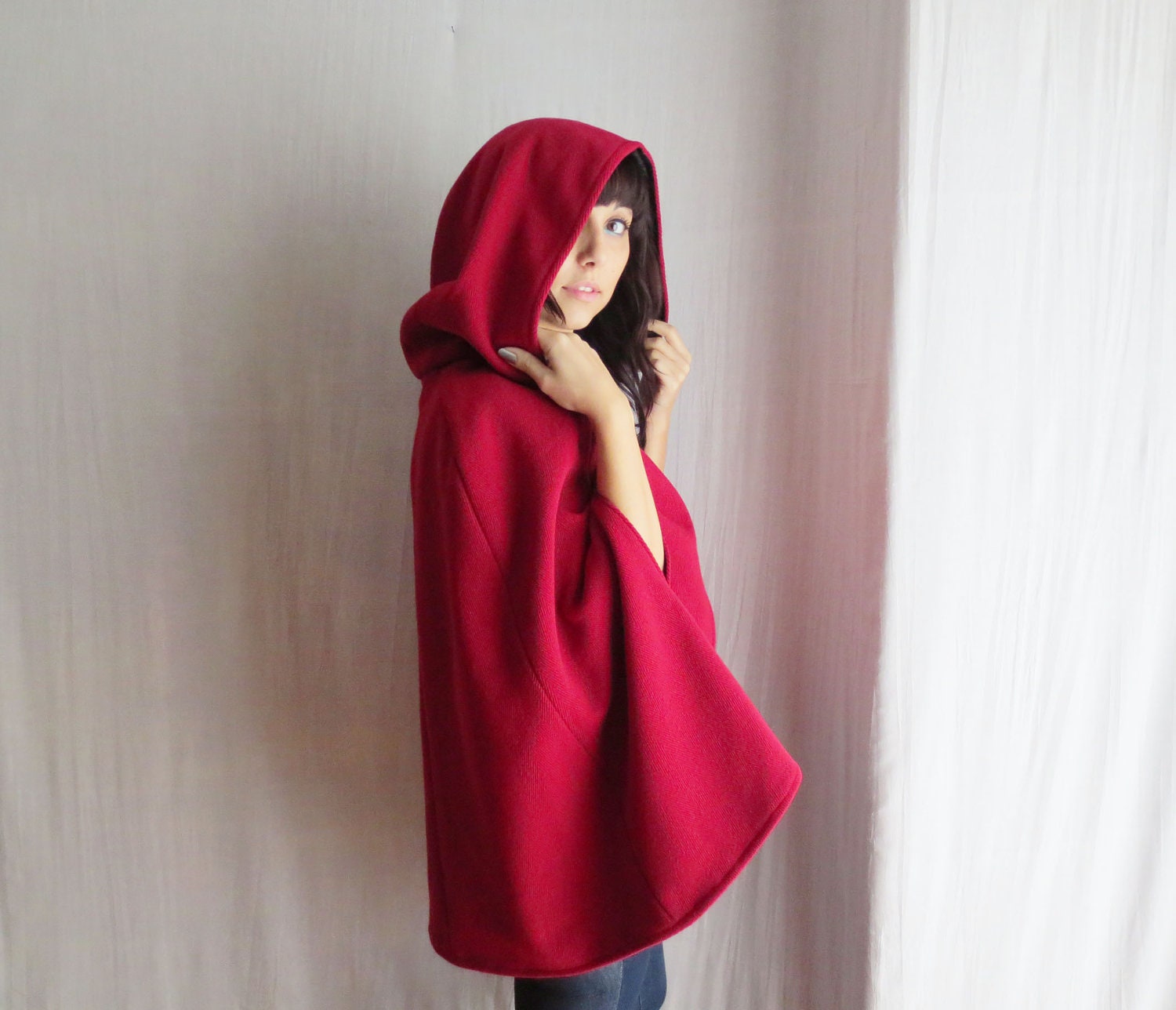 Little red riding hood red cape wool cape winter fashion