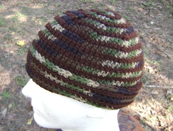 hat camo crochet pattern Beanie Brown Skullcap Crochet Stripe and Hunters Hat Camouflage Camo