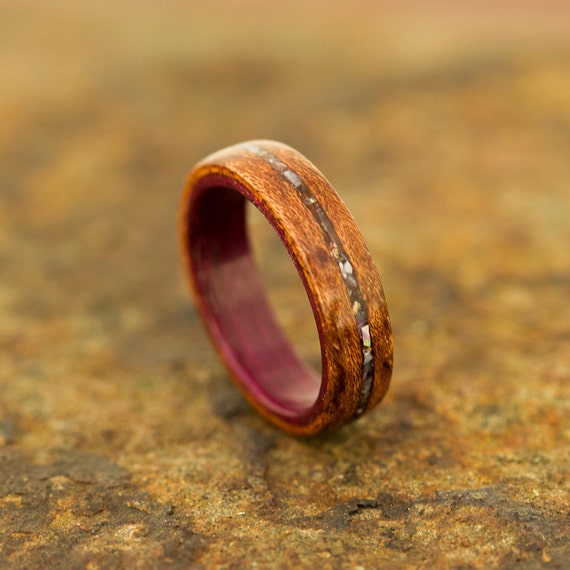 Waterfall Bubinga Ring with Purpleheart Liner and by BentwoodBands
