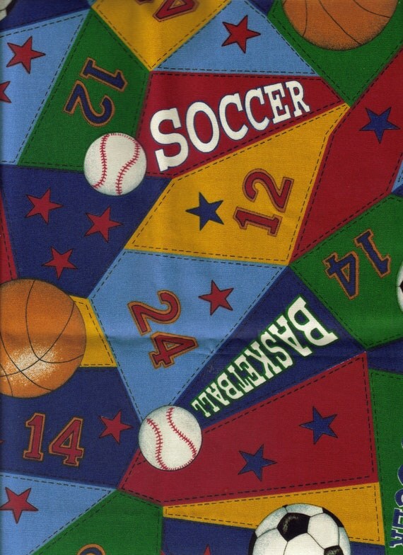 Sports Theme Print Scrap Fabric