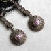 Vintage Art Deco Sparkly Marcasite and Pink Gemstone Pierced Earrings / Sterling Silver 925