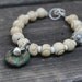 Circle dot bracelet with mala prayer beads sterling silver
