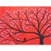 SALE Red Two Birds in a Tree Painting