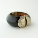 Vintage Horn Bangle Bracelet. Chunky Clamper. Wood & Stamped Silver.