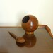 SALE Wooden Orb Bowl, Mid Century Modern Round Serving Container w/ Spoon