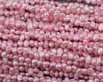 Seeds pearl Freshwater Pearl Corn pearl Loose pearls Seed pearl necklace 3.5mm Pink 111pcs Full Strand PL5032