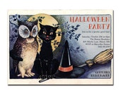 Vintage Halloween Party Invitation Costume Party Invitation Retro Vintage Owl Black Cat Invitation DIY Digital or Printed- Horton Style Il_170x135