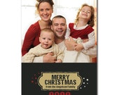Photo Holiday Card Christmas Card Modern Gray Red Beige Merry Christmas Typography DIY Digital or Printed - Angelson style Il_170x135