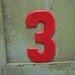 Vintage Metal Number 3 Red Chippy Painted Sign Antique Marquee Metal