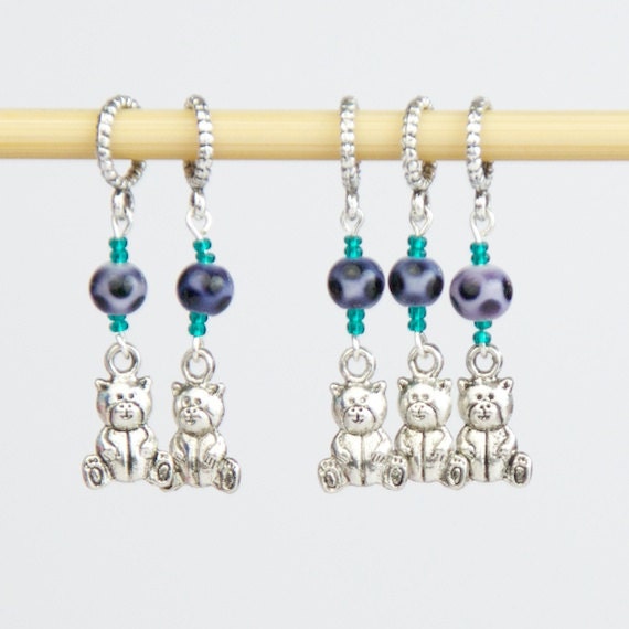 stitch markers knitting crochet teddy bear by ArtfulExcursions