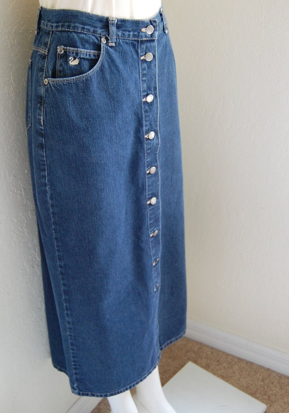 Vintage Gloria Vanderbilt Long Denim Skirt by QuirkyQuriosities