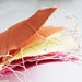 Unique textured paper with string. For collages, bookbinding. 8x10 inch sheets. set of 6. Yellow, pink, orange handmade
