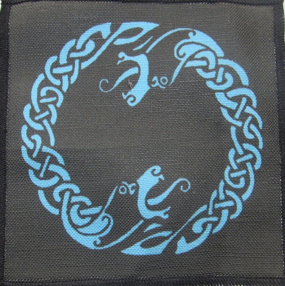 Printed Sew On Patch 2 HEADED CELTIC OUROBOROS Vest Bag